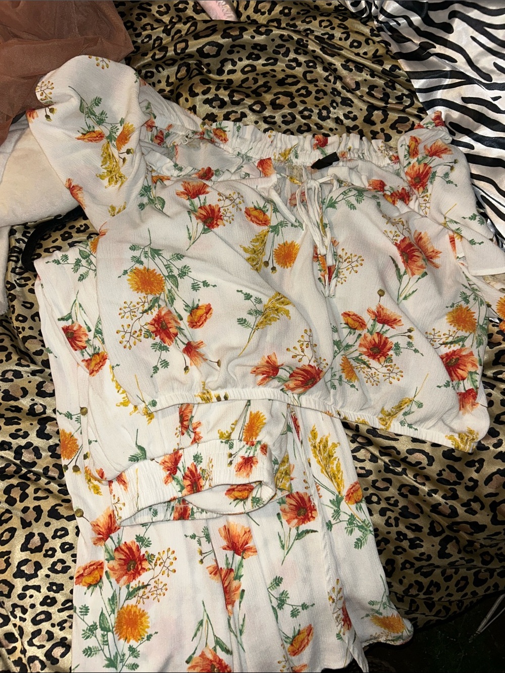 torrid White Floral Matching Set - Orange & Yellow Blooms